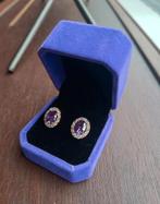 Oorbellen met paarse steen - NIEUW, Overige materialen, Paars, Nieuw, Ophalen of Verzenden