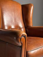 Schapenleren Wingback oorfauteuil klassiek, Huis en Inrichting, Fauteuils, Ophalen, Zo goed als nieuw