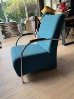 Fauteuil stoel blauw, Ophalen, Gebruikt, 75 tot 100 cm, Stof