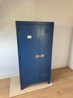 Lockerkast kledingkast metaal vintage blauw 2 deurs, Gebruikt, Ophalen of Verzenden