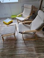 Ikea poang 2x met voetenbank, Tuin en Terras, Tuinsets en Loungesets, Ophalen of Verzenden, Zo goed als nieuw, 2 zitplaatsen