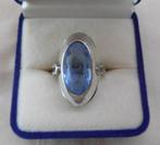 Zilveren antieke ring met blauwe steen maat 17.75 nr.326, Sieraden, Tassen en Uiterlijk, Antieke sieraden, Verzenden, Zilver, Ring