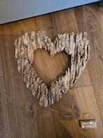 Wanddecoratie, houten hart met lampjes, Ophalen of Verzenden