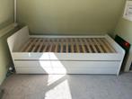 Ikea SLAKT Bedframe met onderbed en opberger, wit, 90x200 cm, Huis en Inrichting, Slaapkamer | Bedden, Ophalen, Tweepersoons, Zo goed als nieuw