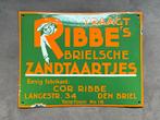 Emaille Reclamebord Ribbe's Brielsche Zandtaartjes, Antiek en Kunst, Antiek | Emaille, Ophalen of Verzenden