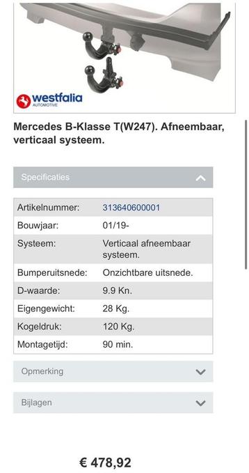 Mercedes B-Klasse T(W247) Trekhaak - Afneembaar beschikbaar voor biedingen