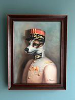 Olieverfschilderij | Hond in Uniform, Ophalen of Verzenden
