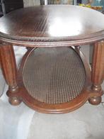 Donkereiken salontafel 1.30 x 68 cm met raster onderblad, Huis en Inrichting, Ophalen, Gebruikt, 100 tot 150 cm, 50 tot 100 cm