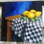 Stilleven citroenen op tafel 2002 - Peter Maas (geb. 1954), Antiek en Kunst, Kunst | Schilderijen | Klassiek, Ophalen of Verzenden