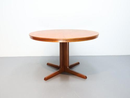 Farstrup eettafel rond uitschuifbaar naar ovaal teak, Huis en Inrichting, Tafels | Eettafels, Gebruikt, 100 tot 150 cm, Vijf personen of meer