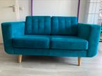 Two person velvet turquoise sofa, 150 tot 200 cm, Rechte bank, 75 tot 100 cm, Zo goed als nieuw