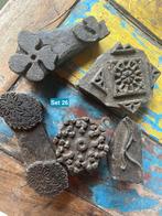 India stempel set van 5 stuks Indiase batik diverse 25-36, Verburgt Vintage, Houten stempel, Nieuw, Ophalen of Verzenden