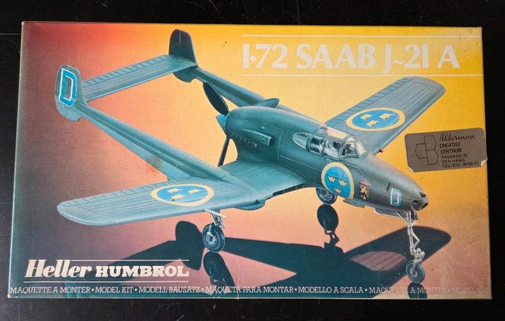 Heller Humbrol  Saab J-21 A 1:72, Hobby en Vrije tijd, Modelbouw | Vliegtuigen en Helikopters, Zo goed als nieuw, 1:72 tot 1:144