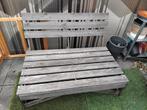 Palletbank met groene kussens, Tuin en Terras, Tuinbanken, Ophalen, Gebruikt, Hout