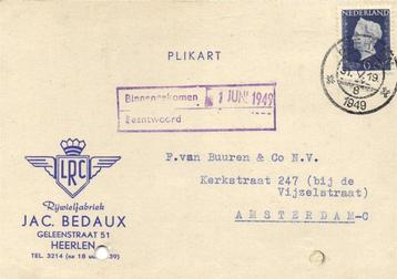 Limb. Rijwiel Centrale, Heerlen - 05.1949 - briefkaart beschikbaar voor biedingen