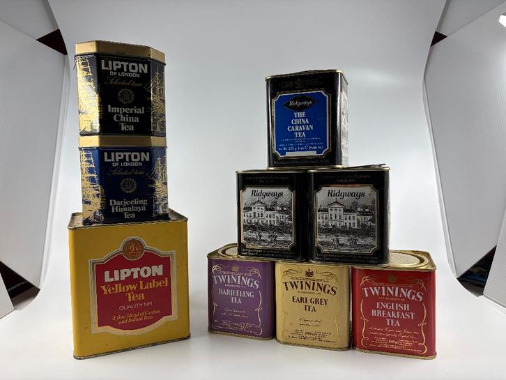 Verschillende Vintage Theeblikken, Verzamelen, Blikken, Gebruikt, Overige, Overige merken, Ophalen of Verzenden