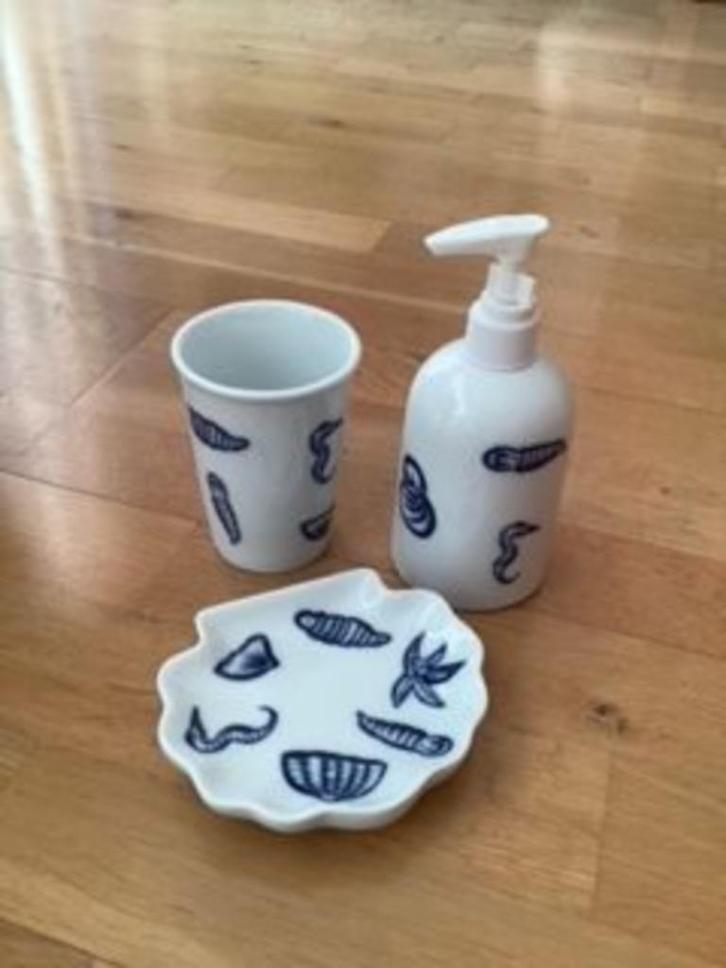 3-delige badkamerset zeepdispenser zeepbakje beker keramiek, Huis en Inrichting, Badkamer | Badtextiel en Accessoires, Nieuw, Overige typen