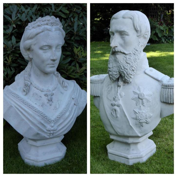 UNIEK GROTE beelden koning en koningin met sokkels, Antiek en Kunst, Kunst | Beelden en Houtsnijwerken, Ophalen