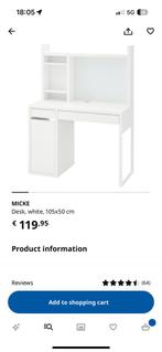 Ikea Micke bureau met bovenstuk, Huis en Inrichting, Bureaus, Gebruikt, Ophalen, Bureau