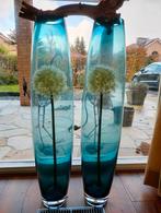 3 Blauwe Design Vazen - 90cm hoog, Blauw, Ophalen of Verzenden, 75 cm of meer, Glas