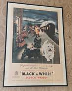 Vintage Black & White Whisky poster ingelijst & wisky fles, Ophalen