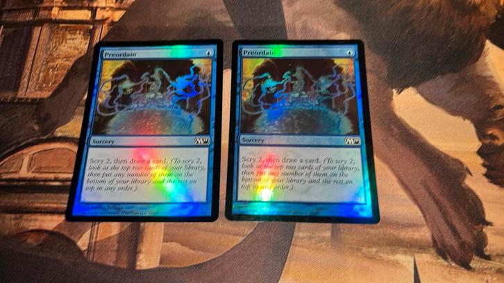2 x Preordain Foil, Hobby en Vrije tijd, Verzamelkaartspellen | Magic the Gathering, Zo goed als nieuw, Foil, Ophalen of Verzenden