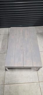 Houten salontafel, grijs geschilderd, Ophalen, Gebruikt, 100 tot 150 cm, 50 tot 100 cm