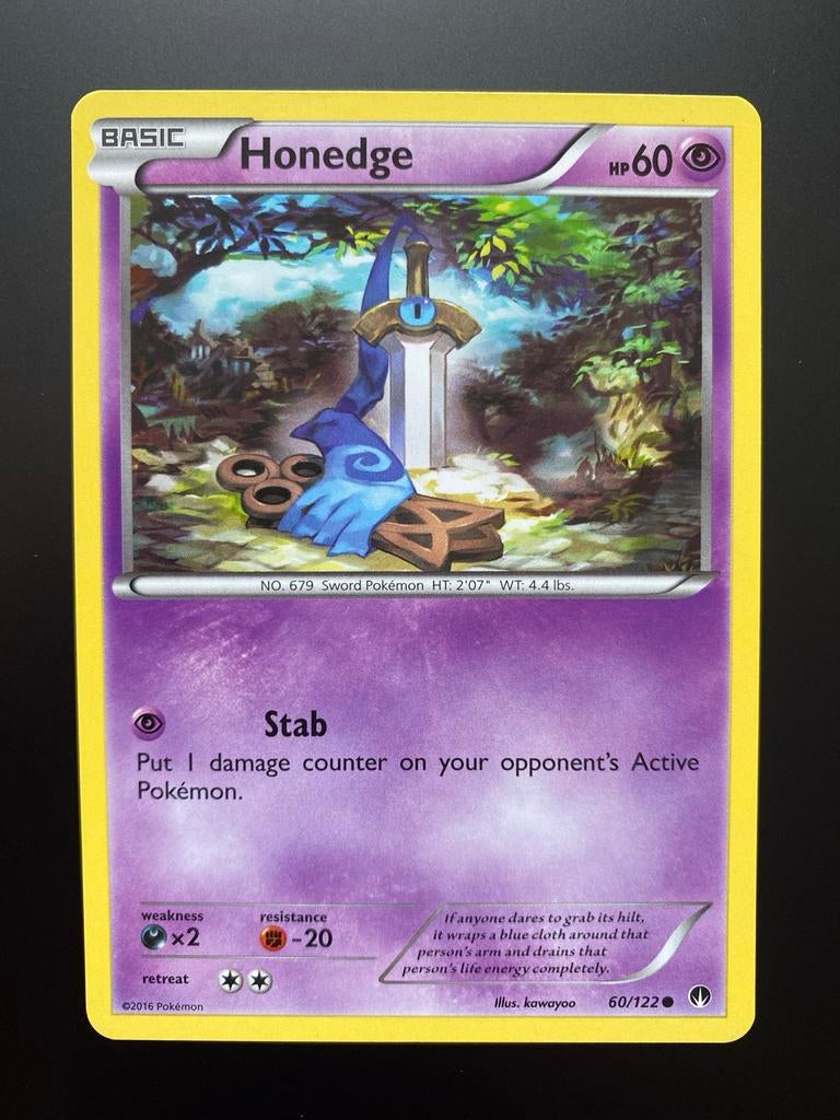 Honedge 60/122 Pokémon XY Breakpoint 2016 Mint Packfresh, Ophalen of Verzenden, Zo goed als nieuw, Losse kaart