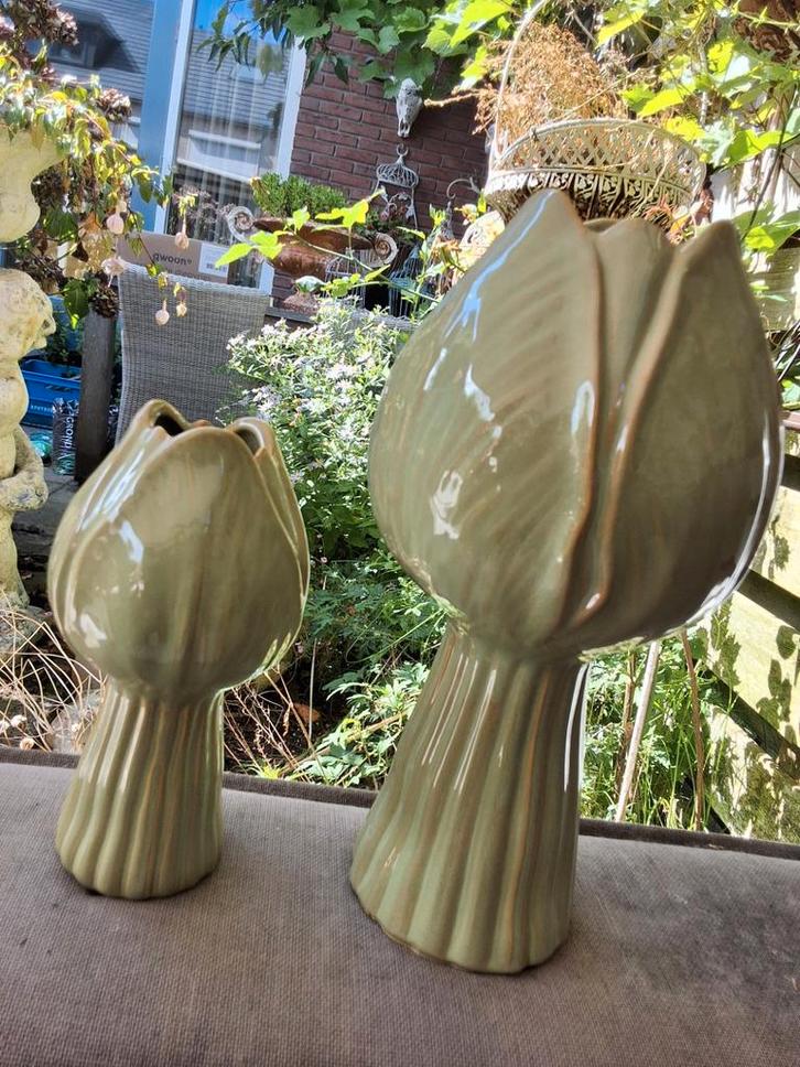 Tulp Vazen Aardewerk Groen. Daan kromhout onbeschadigd nieuw, Huis en Inrichting, Woonaccessoires | Vazen, Nieuw, Groen, Minder dan 50 cm