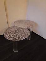 Kartell T-Table bijzettafels H 36 en 28 x Ø 50 cm kristal, Huis en Inrichting, Ophalen, Rond, Minder dan 55 cm, 45 tot 60 cm