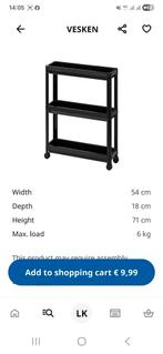 IKEA VESKEN kunststof trolley / kastje op wielen zwart, Ophalen, Kunststof, Zo goed als nieuw, 25 tot 50 cm