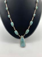 V813 Prachtig zilveren larimar collier, Ophalen of Verzenden, X, Met edelsteen, Zilver