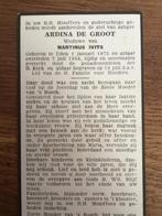 Uden, Ardina de Groot 1875-1958, Verzamelen, Bidprentjes en Rouwkaarten, Ophalen of Verzenden