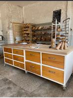 Houten toonbank of werkbank uit bakkerij, Ophalen, Gebruikt, 170 cm of meer