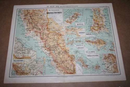 Antieke kaart - Buitenbezittingen Nederlandsch-Indië - 1880!, Boeken, Atlassen en Landkaarten, Gelezen, Ophalen of Verzenden