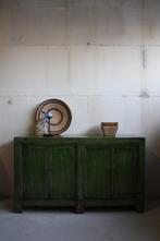 Unieke Oosterse Kast Vintage Groen Chinees Dressoir Werelds, Metaal, 70 tot 120 cm, Stoer Oosters Kleurrijk Landelijk Bohemian Chic Vintage Look