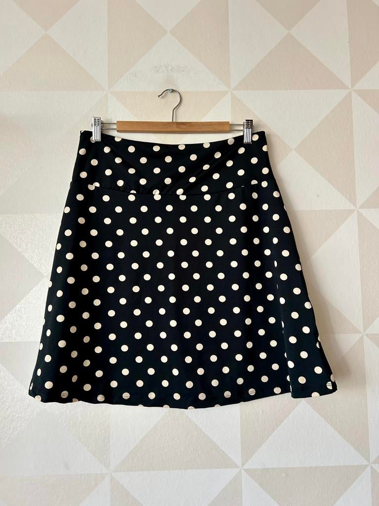 King Louie Border Skirt rok zwart creme stip L/40 zgan, Ophalen of Verzenden, Zo goed als nieuw, Maat 38/40 (M), Zwart