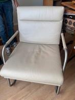 Mooie leren fauteuil, grijs, metaal, Huis en Inrichting, Fauteuils, Ophalen of Verzenden, Zo goed als nieuw, Metaal, 50 tot 75 cm
