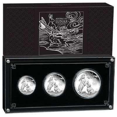 2023 Year of the Rabbit Silver Proof Three-Coin Set, Postzegels en Munten, Edelmetalen en Baren, Zilver, Ophalen of Verzenden