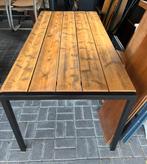 Industriële eettafel massief hout en ijzeren frame poten, Ophalen, Metaal, 50 tot 100 cm, Zo goed als nieuw