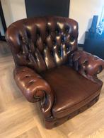 Chesterfield fauteuil - in goede staat, Huis en Inrichting, Fauteuils, Ophalen, Gebruikt, Leer, 75 tot 100 cm