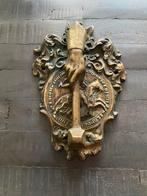 Antieke Deurklopper Brons met hand en ridder zegel, Antiek en Kunst, Antiek | Koper en Brons, Ophalen of Verzenden