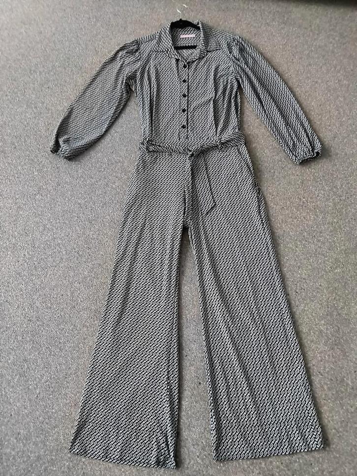 Studio Anneloes Jumpsuit Retro Zwart Wit XXL, Kleding | Dames, Jumpsuits, Zo goed als nieuw, Maat 46/48 (XL) of groter, Zwart
