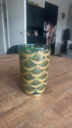Groen/blauw tafellampje met goud, Huis en Inrichting, Ophalen, Blauw, Minder dan 50 cm, Glas