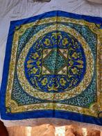 Hardblauw/geel/ecru zijden sjaal. 87 X 87 cm., Ophalen of Verzenden, Sjaal, Zo goed als nieuw
