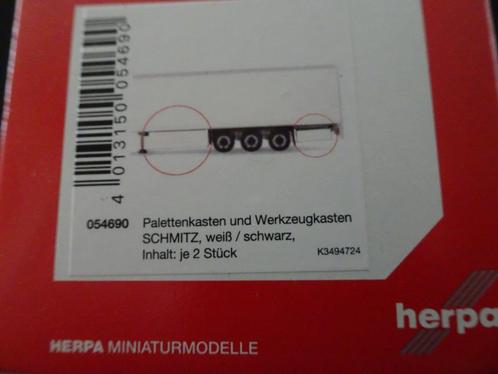 679 herpa 054690 2x wit 2x zwart palletkasten 1:87 truck, Hobby en Vrije tijd, Modelauto's | 1:87, Nieuw, Bus of Vrachtwagen, Herpa