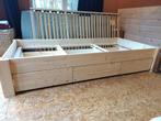 blankhouten bed 90 x 200 met drie lades, Ophalen, 90 cm, Zo goed als nieuw, 200 cm