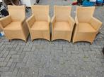 4 rieten eetkamerstoelen vintage, Huis en Inrichting, Stoelen, Ophalen, Overige kleuren, Riet of Rotan, Zo goed als nieuw
