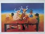 Helen Norton cows dinner gelimiteerde gesigneerde Print, Oorspronkelijke maker, Ophalen of Verzenden, Minder dan 50 cm, 50 tot 75 cm