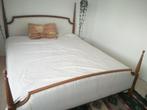 Franse eiken bedombouw, Huis en Inrichting, Slaapkamer | Bedden, Ophalen, Gebruikt, Bruin, Tweepersoons